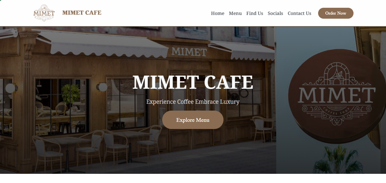 MIMET CAFE WEBSITE